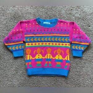 vintage justin charles kids knit sweater bright multicolor paper doll patterns